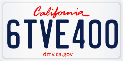 CA license plate 6TVE400