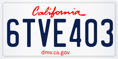 CA license plate 6TVE403