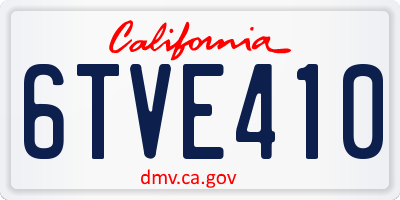CA license plate 6TVE410