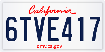CA license plate 6TVE417