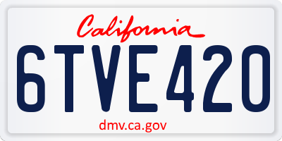 CA license plate 6TVE420