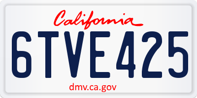 CA license plate 6TVE425