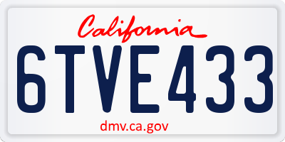 CA license plate 6TVE433