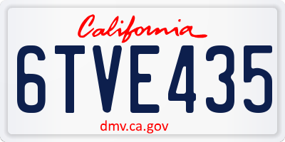 CA license plate 6TVE435