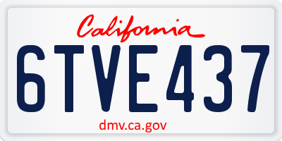 CA license plate 6TVE437