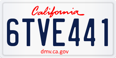 CA license plate 6TVE441