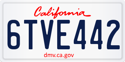 CA license plate 6TVE442