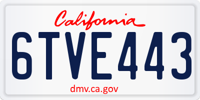 CA license plate 6TVE443