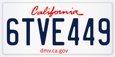 CA license plate 6TVE449