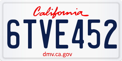 CA license plate 6TVE452