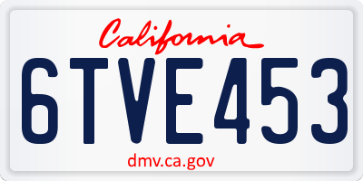 CA license plate 6TVE453