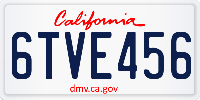 CA license plate 6TVE456