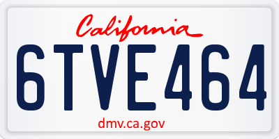 CA license plate 6TVE464