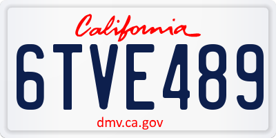 CA license plate 6TVE489