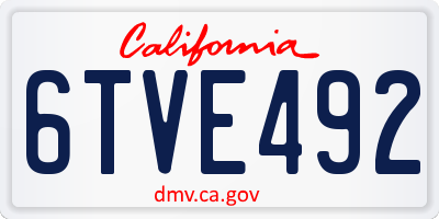 CA license plate 6TVE492