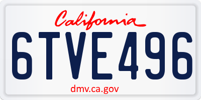 CA license plate 6TVE496