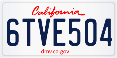 CA license plate 6TVE504