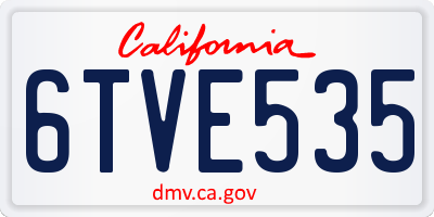 CA license plate 6TVE535