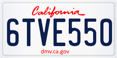 CA license plate 6TVE550