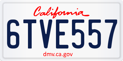 CA license plate 6TVE557