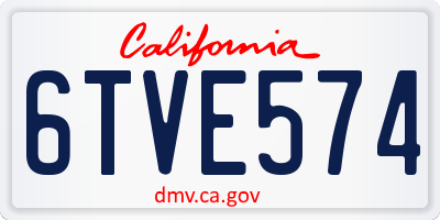 CA license plate 6TVE574