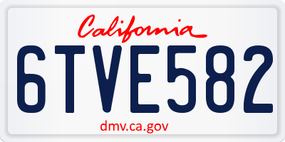 CA license plate 6TVE582