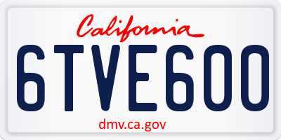 CA license plate 6TVE600
