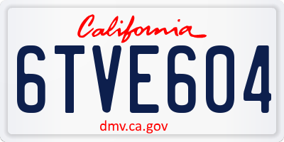 CA license plate 6TVE604