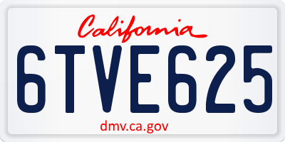 CA license plate 6TVE625