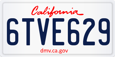 CA license plate 6TVE629