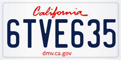 CA license plate 6TVE635