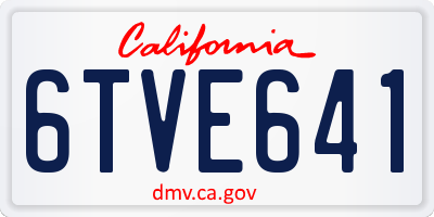 CA license plate 6TVE641