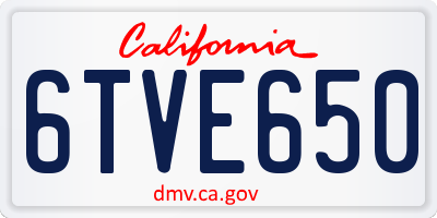 CA license plate 6TVE650