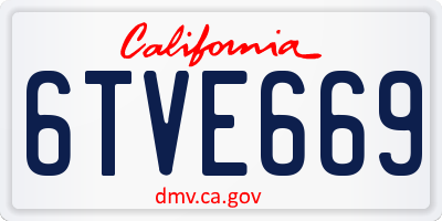 CA license plate 6TVE669