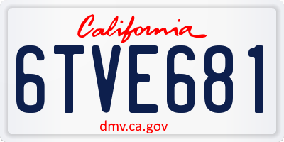 CA license plate 6TVE681