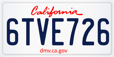 CA license plate 6TVE726