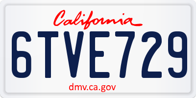 CA license plate 6TVE729