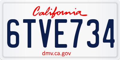 CA license plate 6TVE734