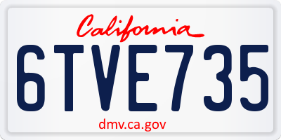 CA license plate 6TVE735