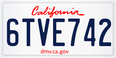 CA license plate 6TVE742