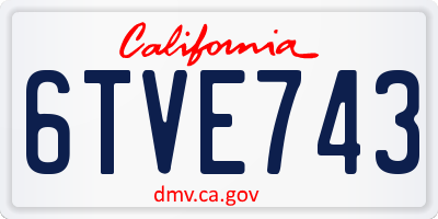 CA license plate 6TVE743