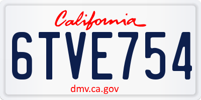 CA license plate 6TVE754