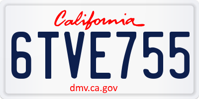 CA license plate 6TVE755