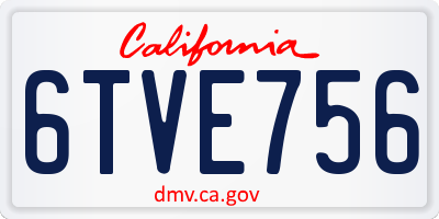 CA license plate 6TVE756