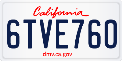 CA license plate 6TVE760