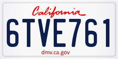 CA license plate 6TVE761
