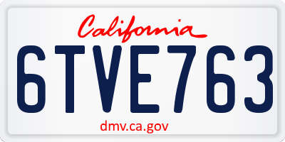 CA license plate 6TVE763