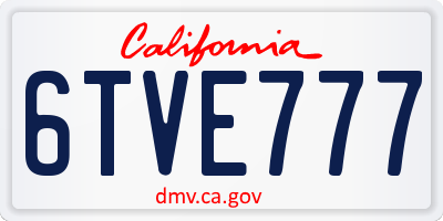 CA license plate 6TVE777
