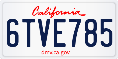 CA license plate 6TVE785
