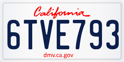 CA license plate 6TVE793